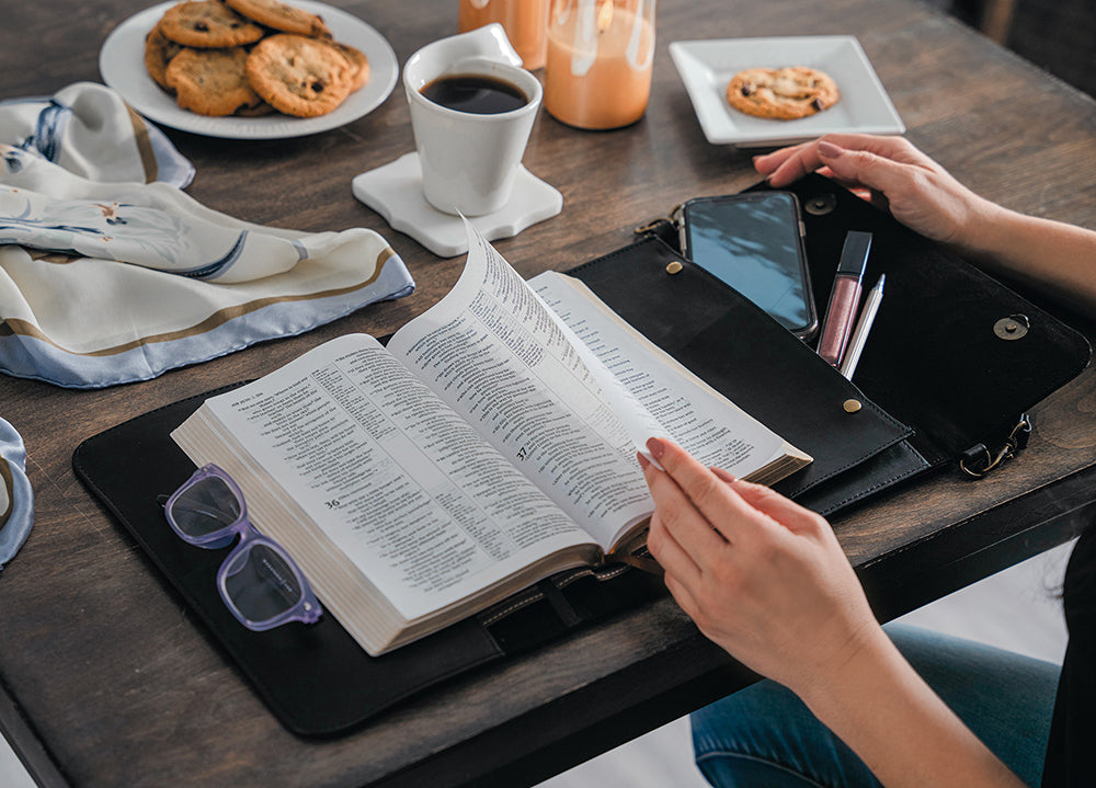 Black Rustic Leather Bible Cover