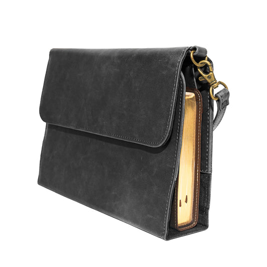 Black Rustic Leather Bible Cover